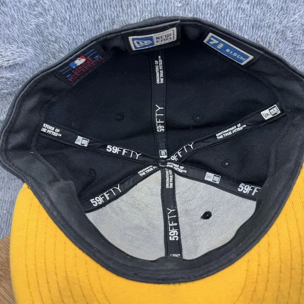 Pittsburgh Pirates Hat Cap Fitted Mens 7 3/4 Black Yellow MLB Baseball New Era